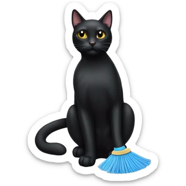 black cat cleaning sticker