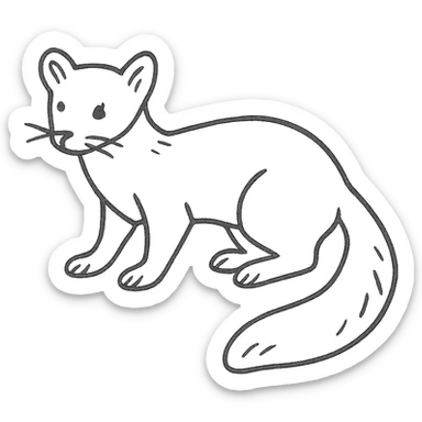 a pine marten hand-drawn look with black ink lines and minimal detail sticker