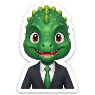 cute dinosaur (like the dinosaur memoji) in business suit sticker