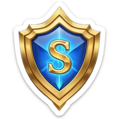 Create a custom emoji badge featuring a stylized, glossy letter “S”. Style it after the Challenger rank from League of Legends. Use gold & sapphire blue colors, radiant glow effects, and a majestic, high-prestige frame.
 sticker