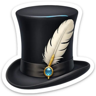 top hat with a single feather sticker