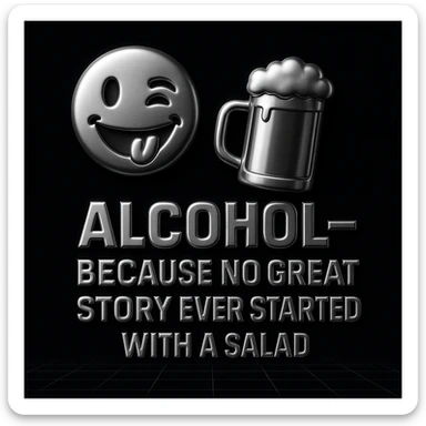 Simplify the vaporwave card: use a minimal neon grid background, one drink icon, and bold chrome text for the quote. Remove extra graphics and keep the color palette clean and limited. sticker