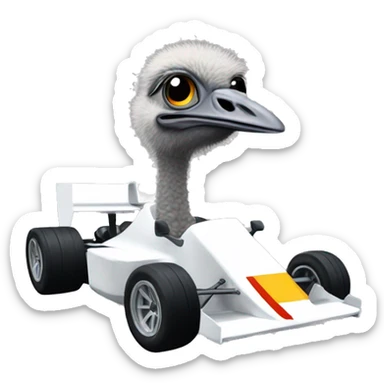 Ostrich in a f1 car sticker