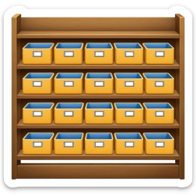 Japanese displayed on a storage shelf, arranged with horizontal variation and vertical consistency. sticker