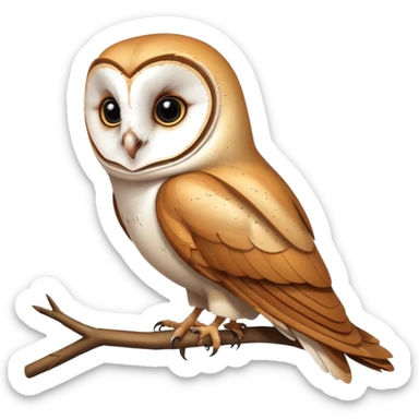 barn owl on branch sticker