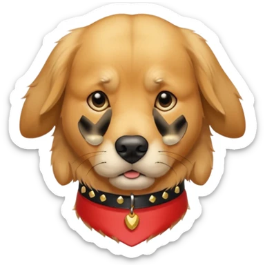 golden retriever dog frowning and wearing goth accessories sticker