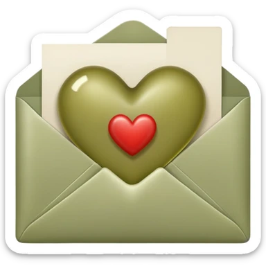 A letter sealed with a pale olive heart sticker