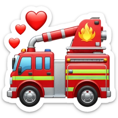 Fire engine with hearts sticker