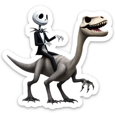 Jack skellington riding a trex sticker