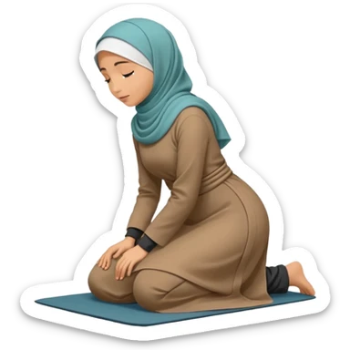 Islamic Woman Kneeling prostrated side view sticker