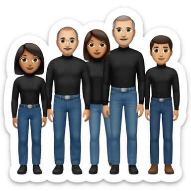 create a founder mode emoji like steve jobs having a 100 executive retreat in the woods represent the outdoors and the 100 top employees

 sticker