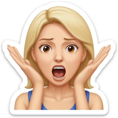 woman with hands around throat screaming sticker