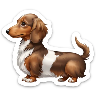 Spotted brown and white long haired dachshund side profile  sticker