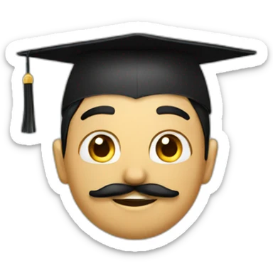 Arabic boy with mustache and graduation hat sticker