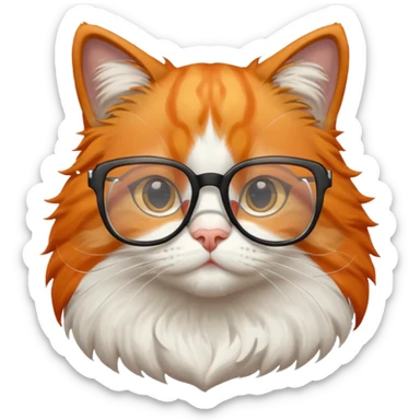 Orange cat wearing nerdy square glasses. sticker