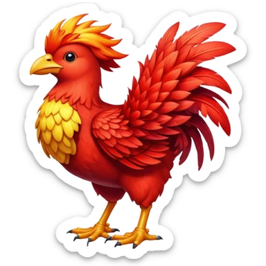 Red chocobo from Final Fantasy, fiery crimson bird sticker