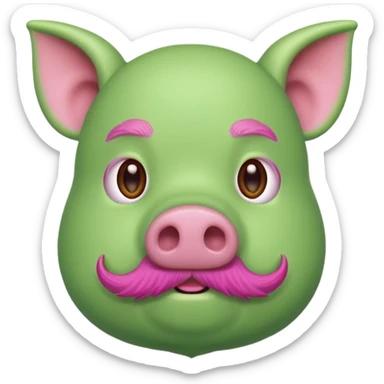 green pig with beard, front view sticker