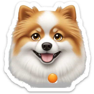 White with orange Pomeranian  sticker