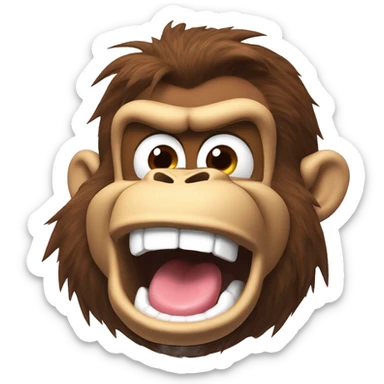 Donkey Kong screaming in pain with a tongue sticking out sticker
