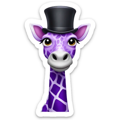 Purple giraffe with a top hat  sticker