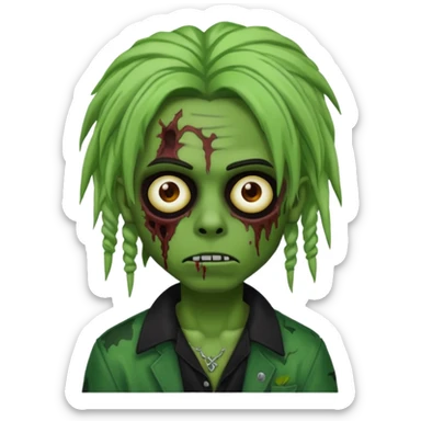 zombie playboy carti emo with dreads green skin sticker