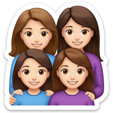 Four Caucasian girls with brunette hair sticker