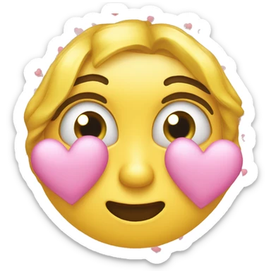 Yello face with eye closed blowing a kiss with hearts sticker