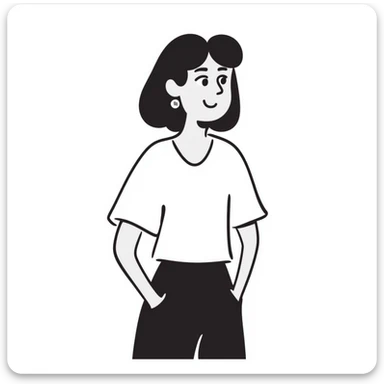 30-year-old woman, hand-drawn doodle style sticker