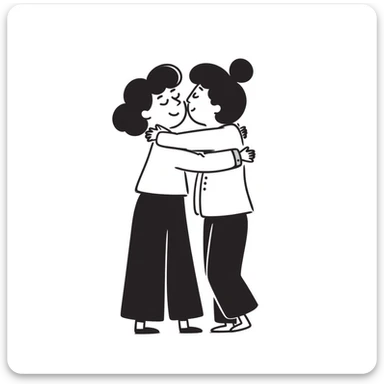 Two people giving each other a friendly hug sticker