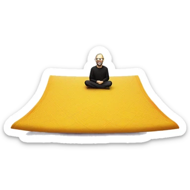 steve jobs as a yellow emoji on a magic carpet  sticker