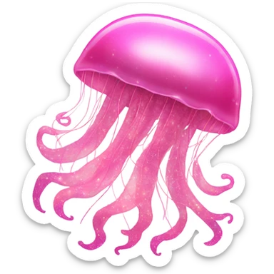 Pink long jellyfish with glistening glitter sticker