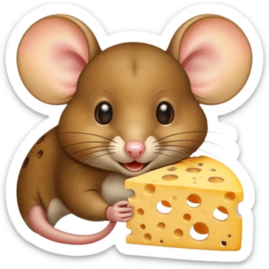 mouse eating a piece of cheese sticker