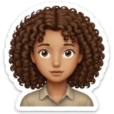 tan teenager with curly dark brown hair sticker