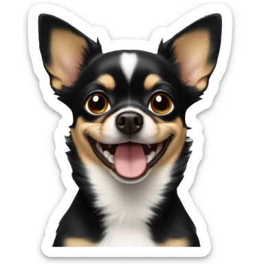 Black snd tan Chihuahua smiling sticker