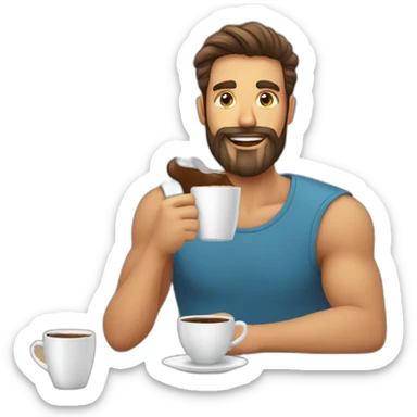 homem com barba de regata segurando um copo café sticker
