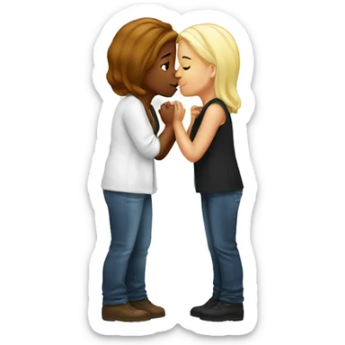 2 lesbians kissing white sticker