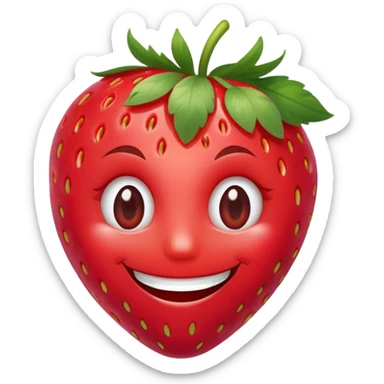 Happy smile with strawberries instead of eyes  sticker