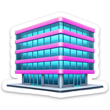 contemporary office building with neon glow sticker
