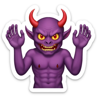 A demon with 2 hands 1 is holding 9 and the other 1 is holding 11 sticker