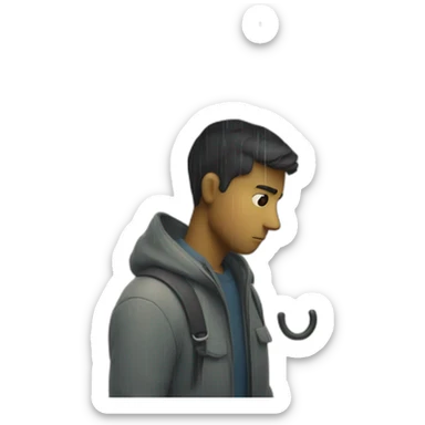 Homme triste sous la pluie sticker
