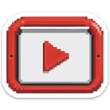 YouTube logo, red rounded rectangle with white play button in center sticker