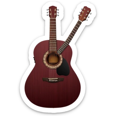 dark maroon acoustic guitar with black lace details sticker