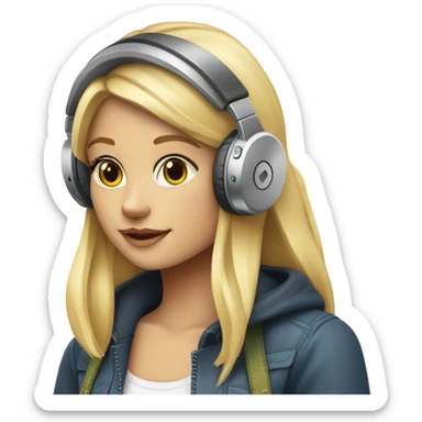 blond girl headphones an micro tumblr sticker
