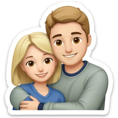couple hug with warm smiles sticker