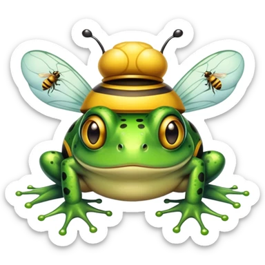 Frog with bees on the head sticker