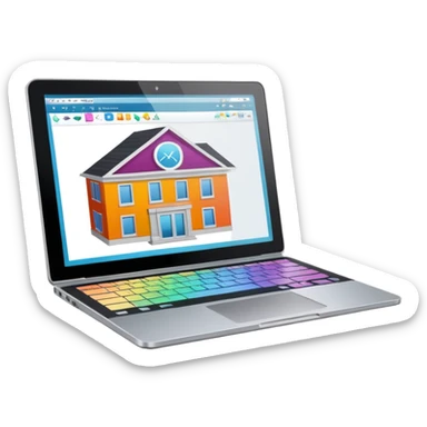 create an emoji of a laptop that has autocad architectural drawings on the screen sticker