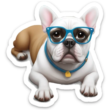 French bull dog with glasses by the swimming pool sticker