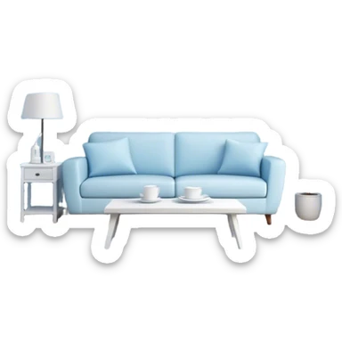 Minimalist style living room in baby blue  sticker