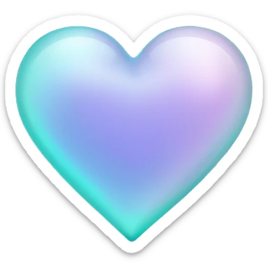 pastel lilac and cyan iridescent glass heart sticker