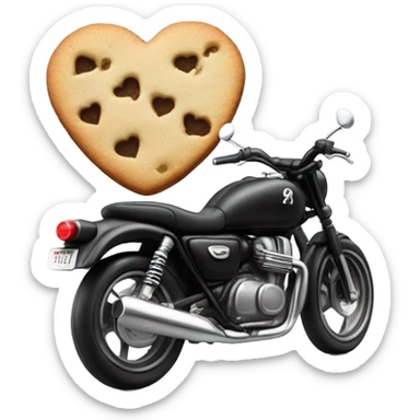cookie heart with black motorbike  sticker